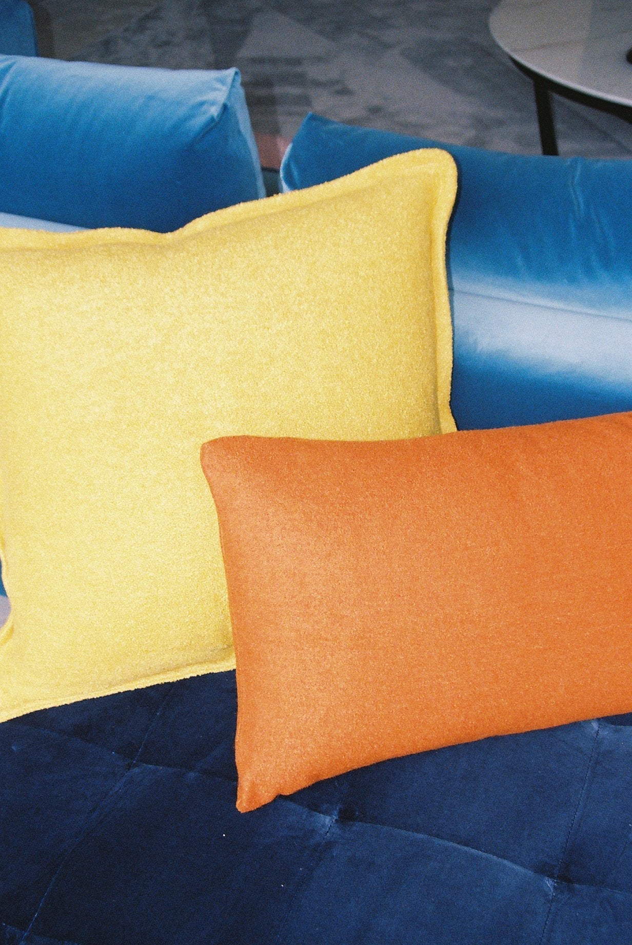 mustard cushion, yellow cushion