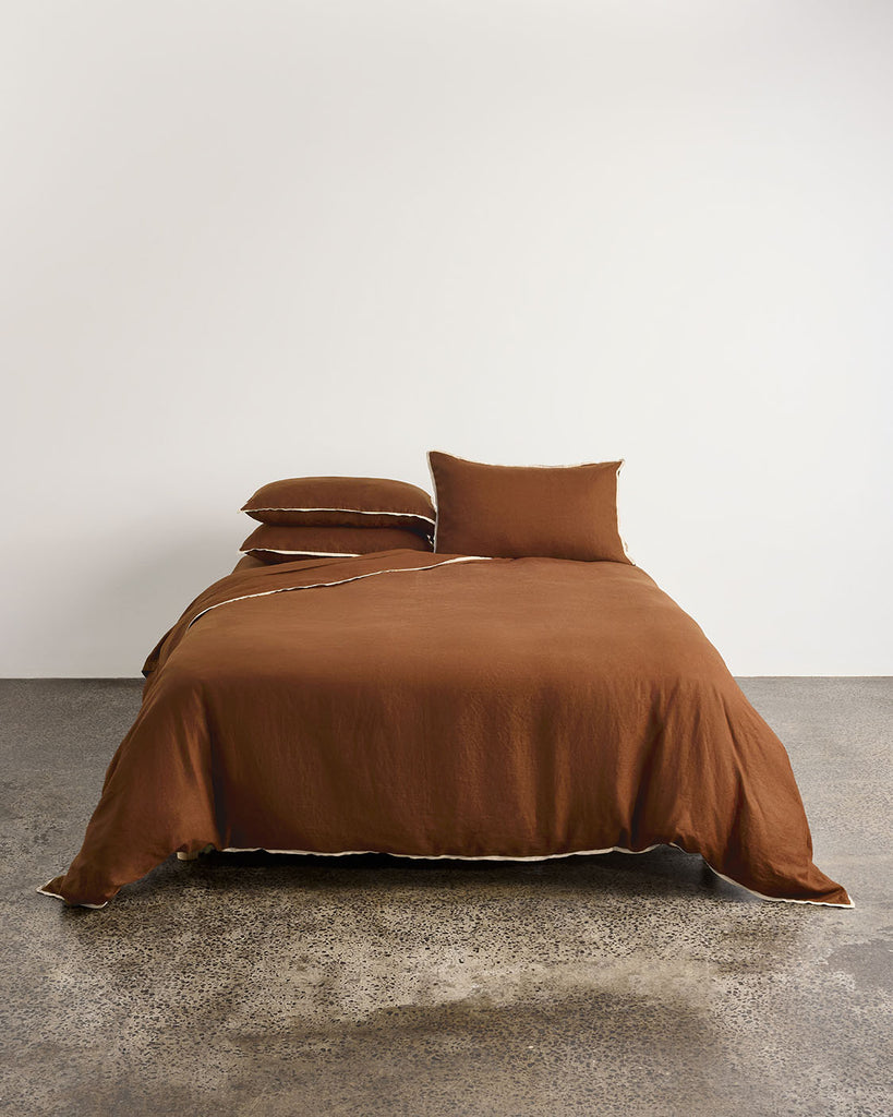 tobacco linen bedding Duvet Cover in Protect your duvet insert while keeping cozy Tobacco French Linen Fitted Sheet