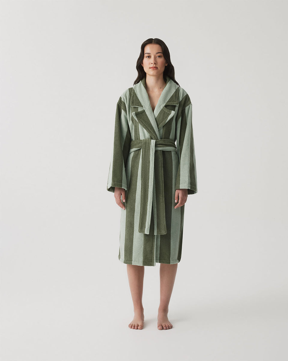 Hommey Green Stripe Robe | Peppermint