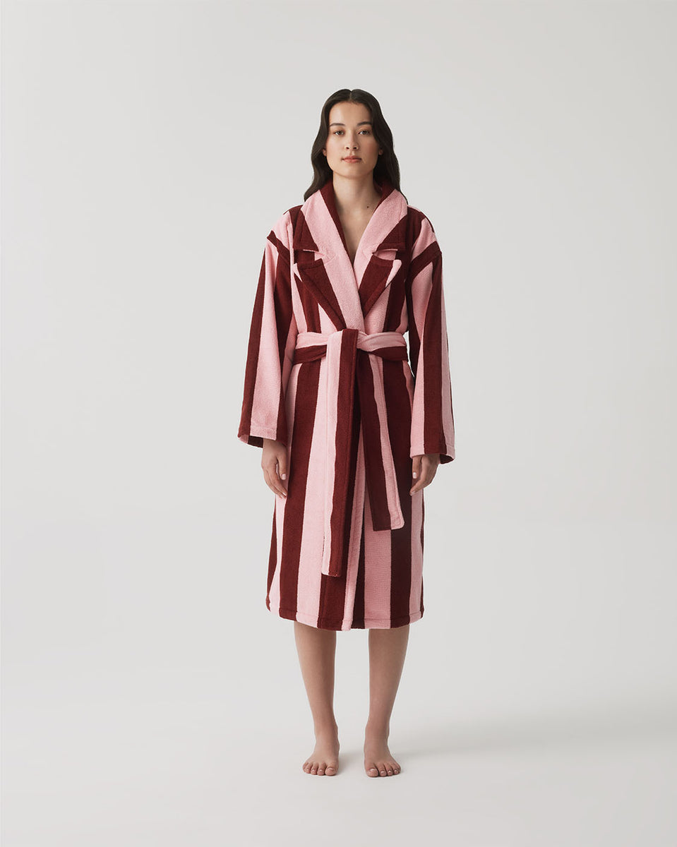 Hommey Pink and Brown Robe | Rocky Road Stripes