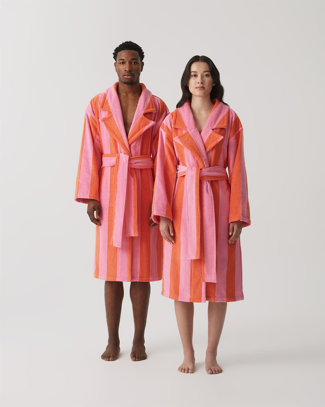 pink and orange dressing gown Pink, Cream & Burnt Orange Large Botanical Print Dressing Gown