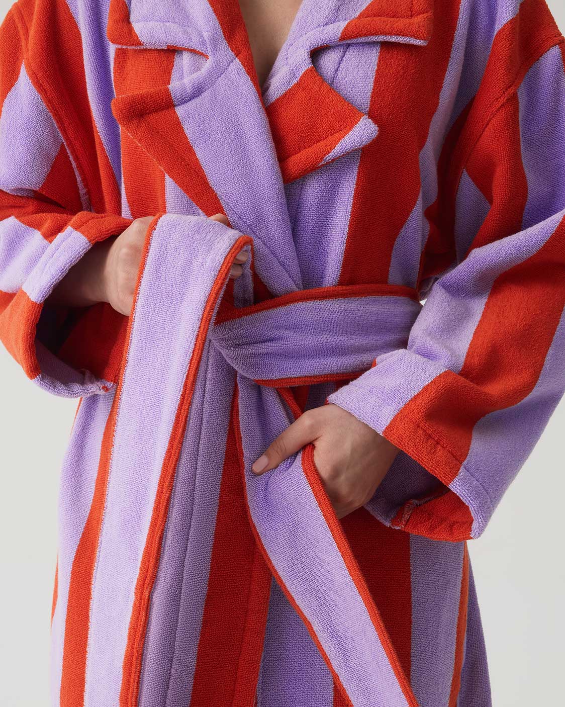 pink and orange striped dressing gown THE DRESSING GOWN in Sunset Awning STRIPED Gauze Sunset Awning Stripe Chios Gauze / 2023SP389 SASCG / 0