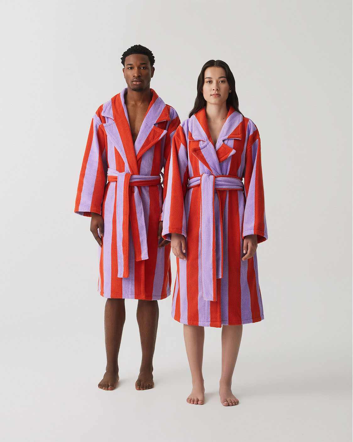Red Striped Robe Hommey Red & Purple Stripe Robe | Soft & Cosy Unisex Cotton Dressing ...