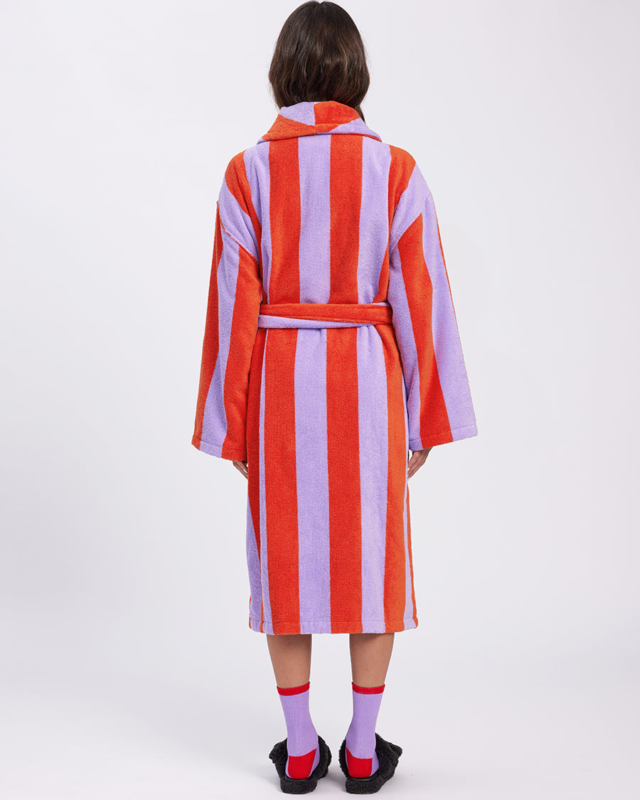 Red Striped Robe Hommey Red & Purple Stripe Robe | Soft & Cosy Unisex Cotton Dressing ...